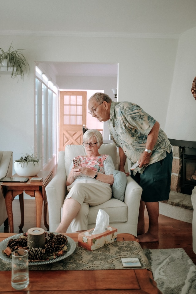 older couple in sitting room